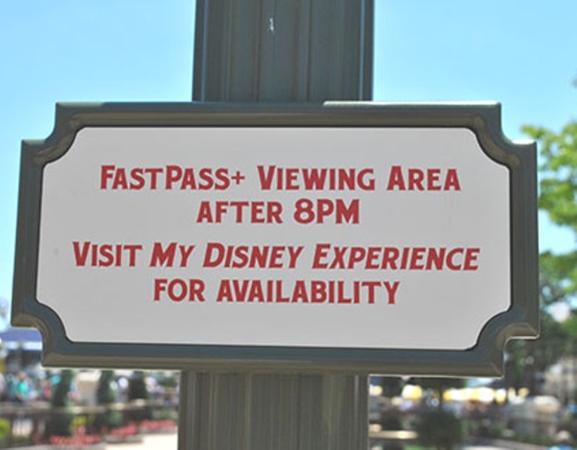 FastPass+ Viewing area sign for Wishes