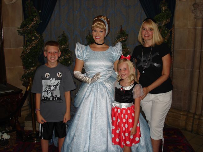 Meeting Cinderella in the lobby at Cinderella's Royal Table inside Cinderella Castle