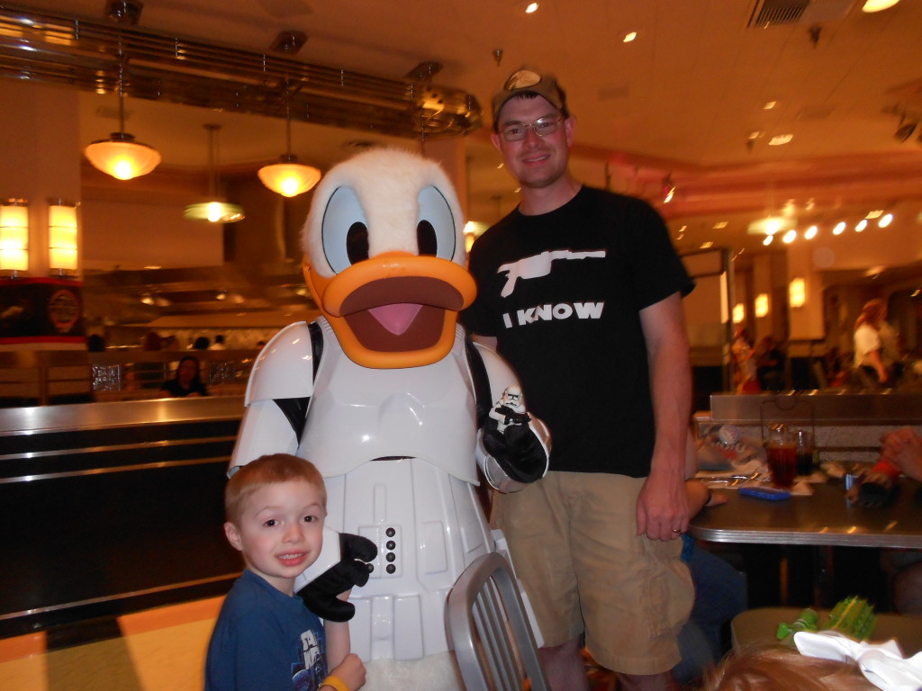 Photo with Stormtrooper Donald at Jedi Mickey's Star Wars Dine at H&V