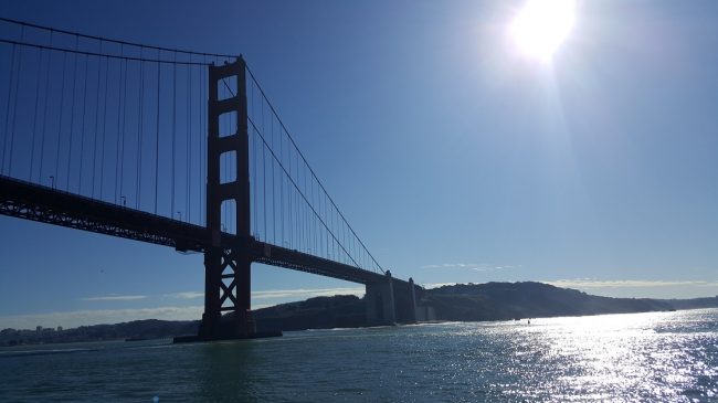 Cruise under the Golden Gate Bridge on the Blue & Blue Fleet Bay Cruise. 